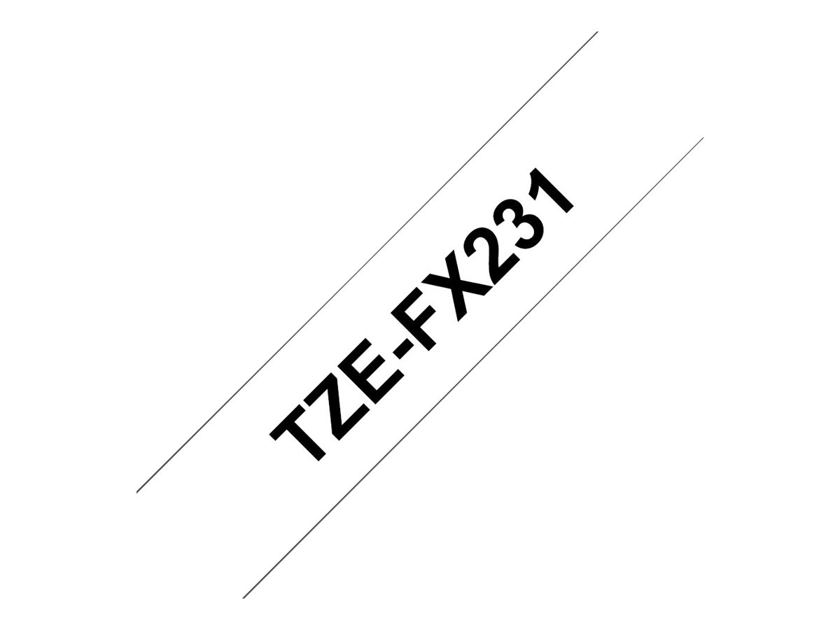 Brother TZe-FX231 - Klebstoff - Schwarz auf Weiß - Rolle (1,2 cm x 8 m)