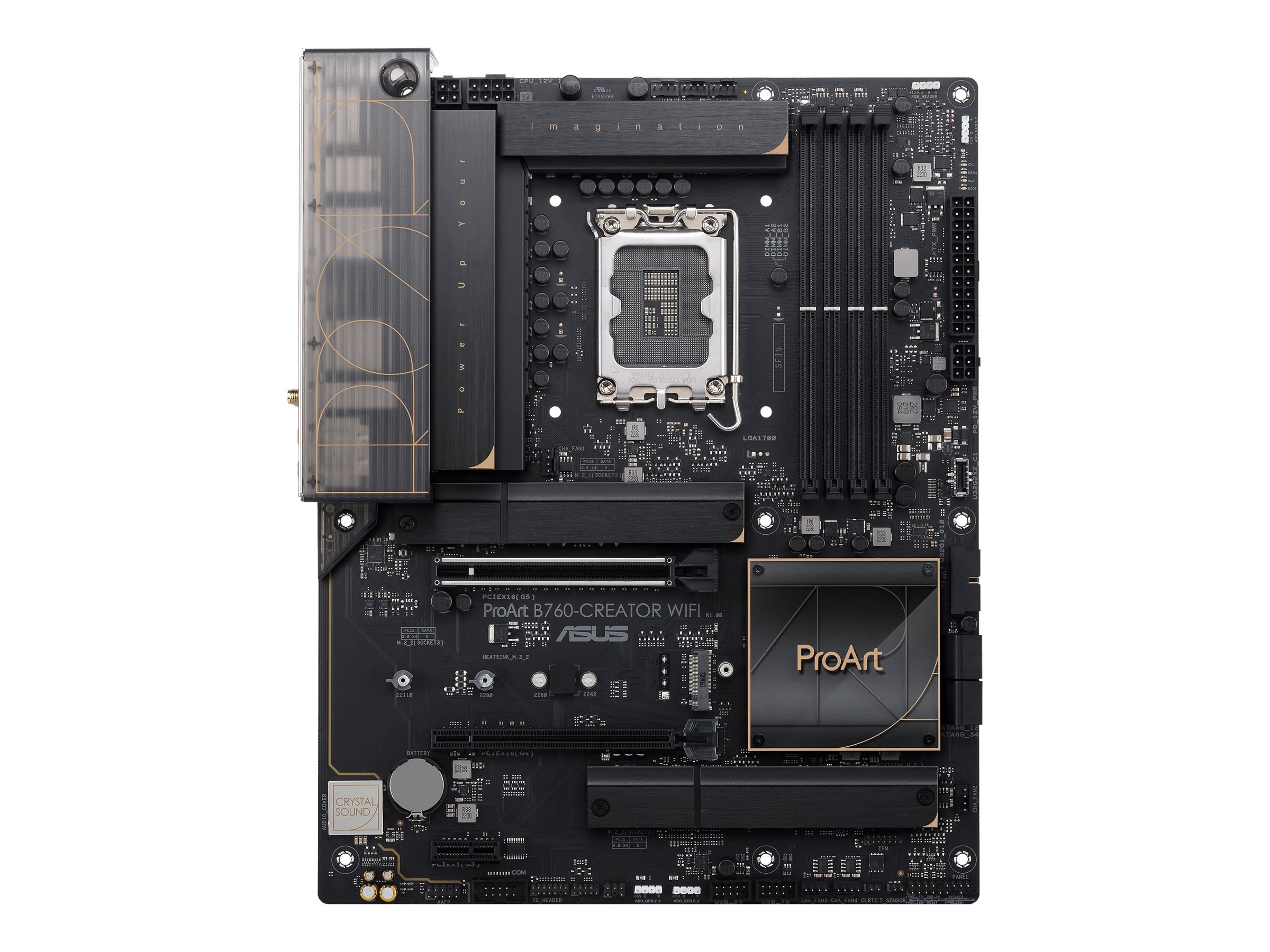 ASUS PROART B760-CREATOR WIFI - Motherboard - ATX - LGA1700-Sockel - B760 Chipsatz - USB-C 3.2 Gen2, USB 3.2 Gen 1, USB-C 3.2 Gen 2x2 - Gigabit LAN, 2.5 Gigabit LAN, Wi-Fi 6, Bluetooth - Onboard-Grafik (CPU erforderlich)