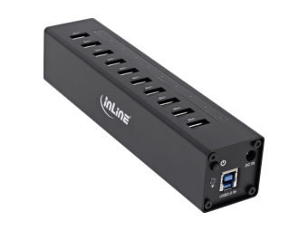 InLine USB 3.2 Hub - 10 Port - Aluminiumgehäuse - schwarz - mit 4 A Netzteil