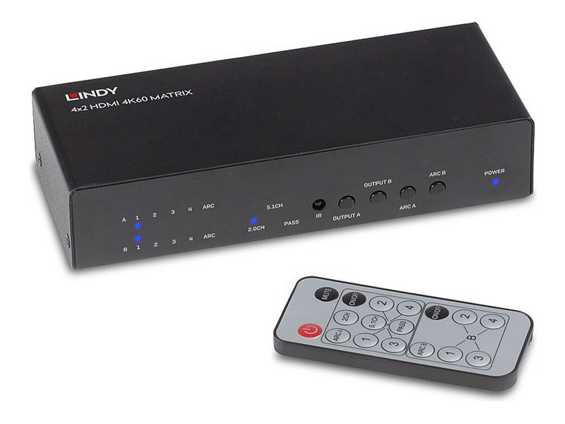 Lindy 4x2 HDMI 2.0 18G Matrix Switch - VideoAudio-Schalter