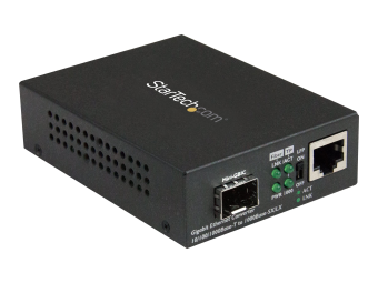 StarTech.com Gigabit Ethernet LWL  Glasfaser Medienkonverter mit SFP - 1000 Mbits Multimode Gigabit Ethernet Medienkonverter - Medienkonverter - 1GbE - 10Base-T 1000Base-LX 1000Base-SX 100Base-TX 1000Base-T - RJ-45  SFP (mini-GBIC)