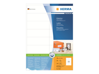 HERMA Premium - Papier - matt - permanent selbstklebend - weiß - 105 x 37 mm 3200 Etikett(en) (200 Bogen x 16)