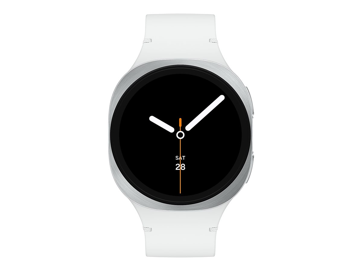 Samsung Galaxy Watch8 - 40 mm - silber - intelligente Uhr mit Sportband - Gummi - weiß - Bandgröße SM - Anzeige 3.4 cm (1.34")