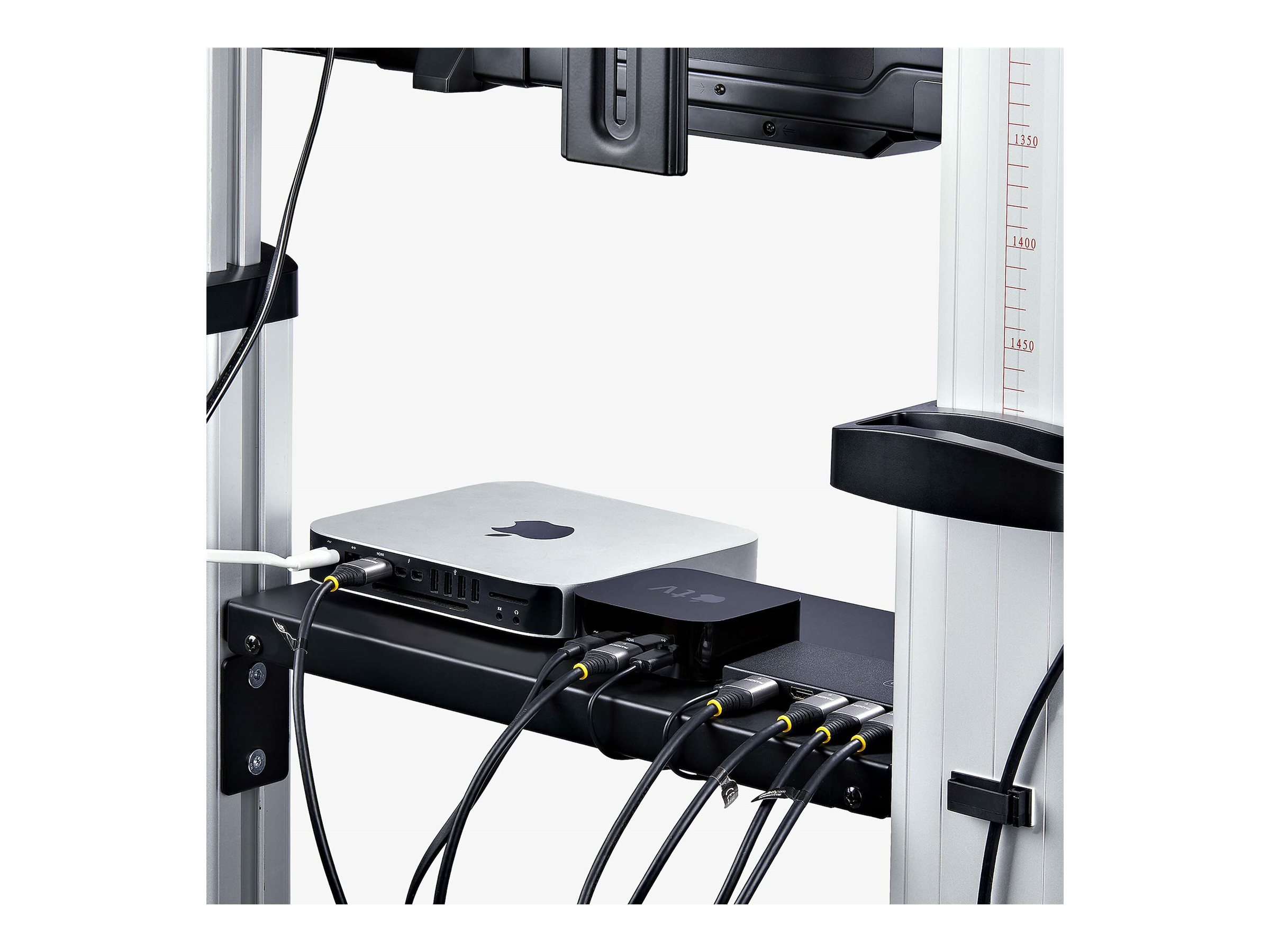 StarTech.com Rolling TV CartStand On Wheels, Up to 100inch220lb Screens - Wagen - für Flachbildschirm - Kunststoff, Aluminium, Stahl - Schwarz, Silber - Bildschirmgröße 152.4-254 cm (60"-100")