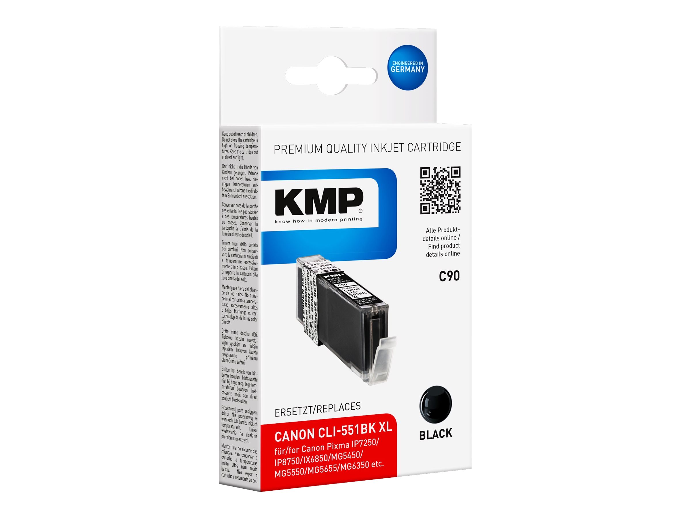 KMP C90 - 15 ml - Schwarz - kompatibel - Tintenpatrone (Alternative zu Canon CLI-551BK XL)