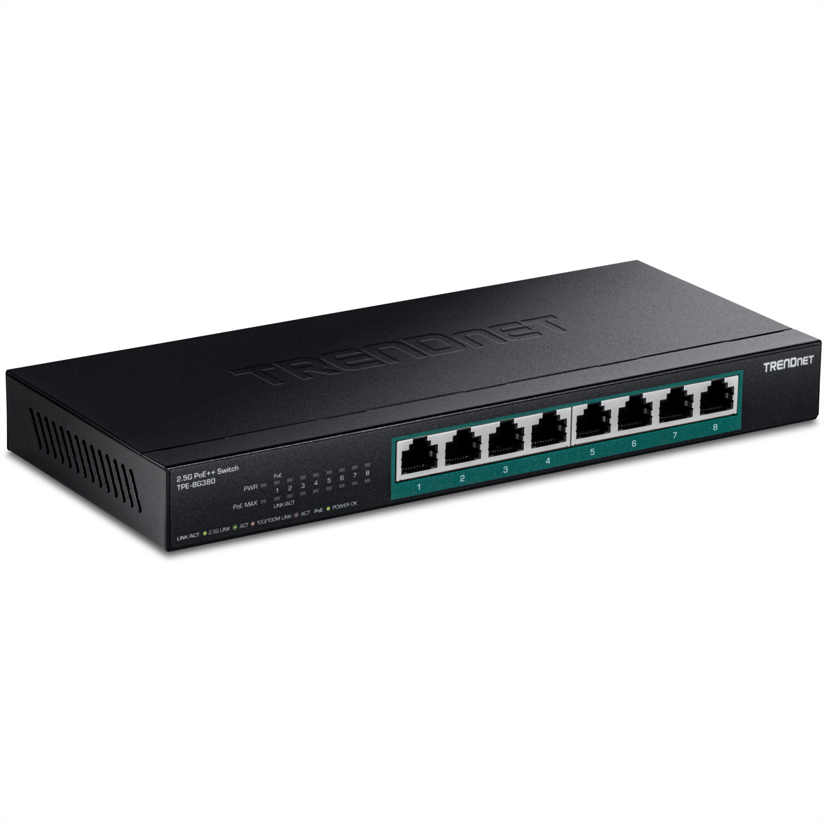 TRENDnet TPE-BG380 - Version v1.0R - Switch - unmanaged - 8 x Gigabit Ethernet - wandmontierbar - PoE++ (230 W)