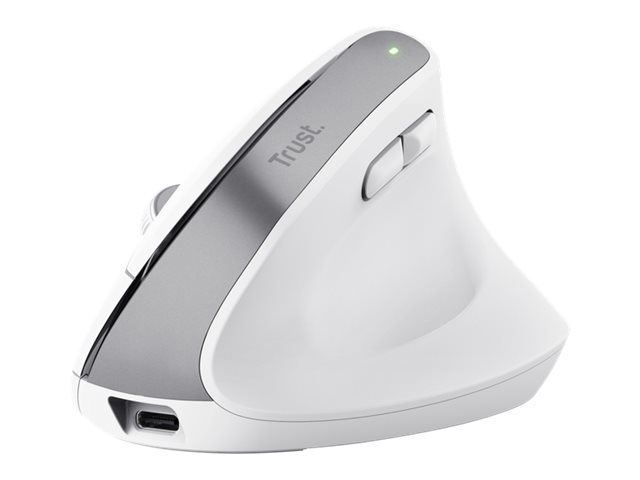 Trust Bayo+ - Vertikale Maus - für mehrere Geräte - ergonomisch - Für Rechtshänder - optisch - 6 Tasten - kabellos - 2.4 GHz, Bluetooth - kabelloser Empfänger (USB)