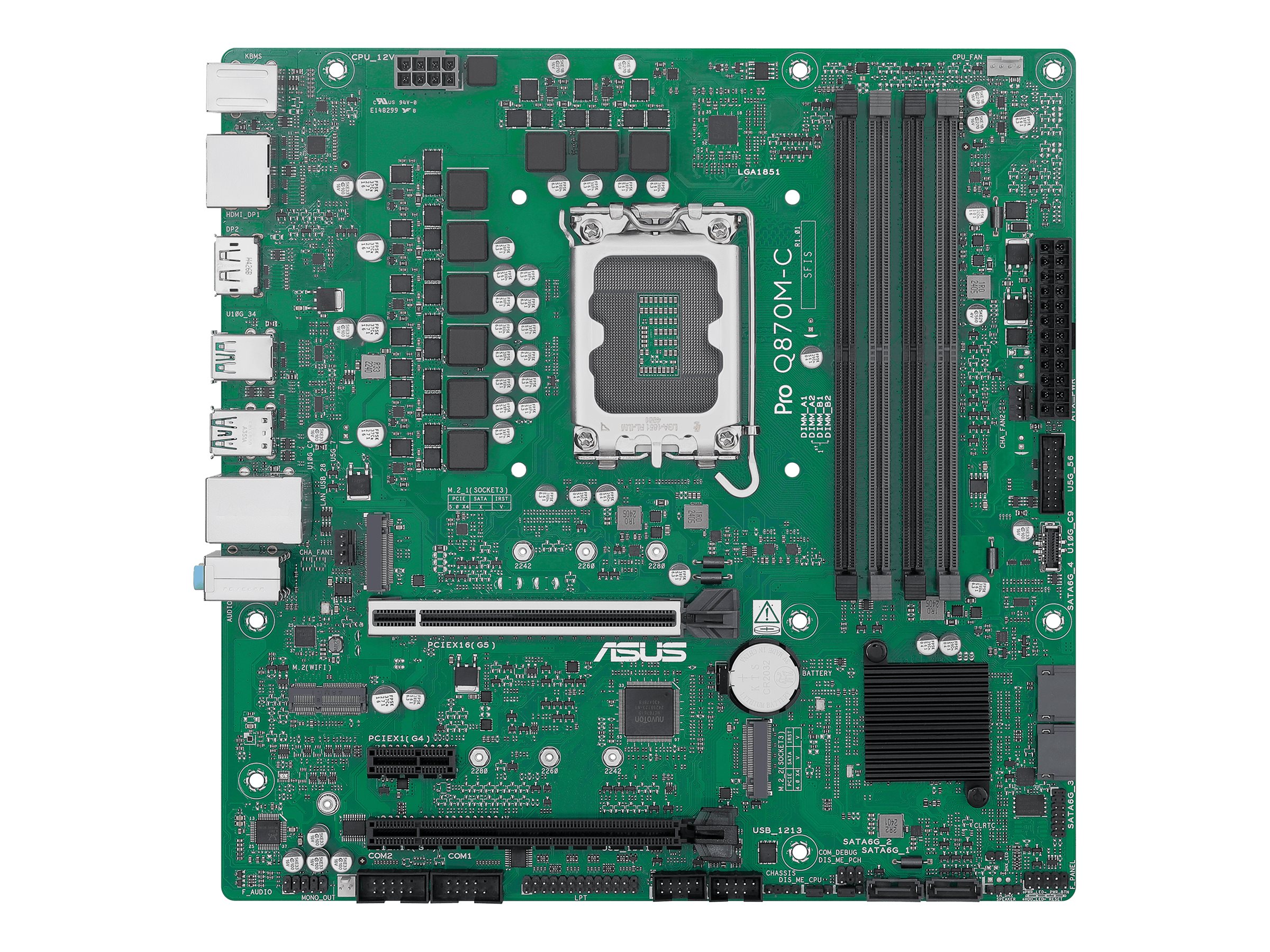 ASUS Pro Q870M-C-CSM - Motherboard - micro ATX - LGA1851-Sockel - Q870 Chipsatz - USB-C 3.2 Gen2, USB 3.2 Gen 1, USB 3.2 Gen 2 - Gigabit LAN - Onboard-Grafik (CPU erforderlich)
