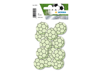 HERMA Dekorationskleber - Mini-Fußball - 3 cm Durchmesser - Dauerhaft - Kunststoff (Packung mit 12)