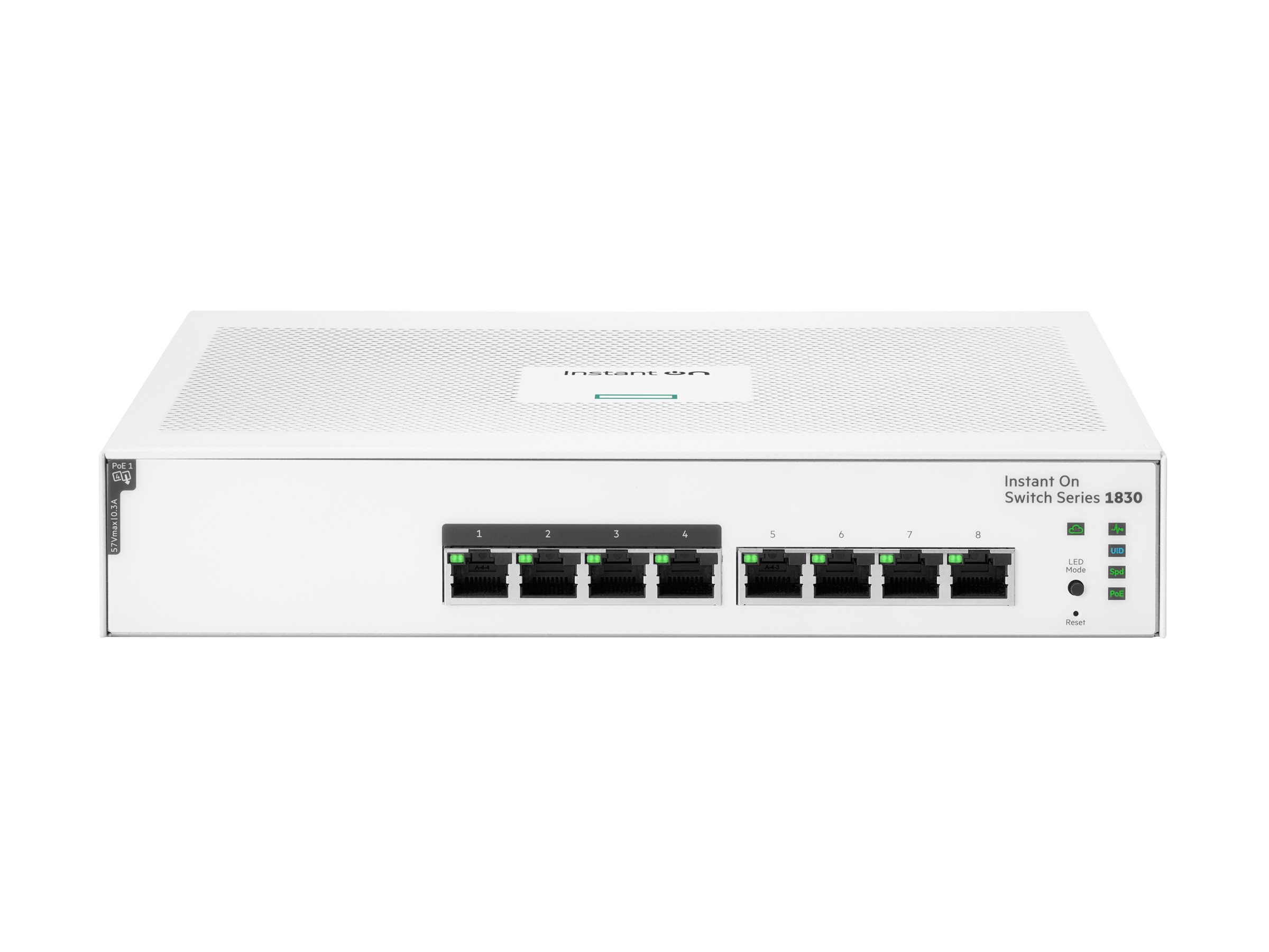 HPE Networking Instant On 1830 8G 4p Class4 PoE 65W Switch - Switch - Smart - 4 x 101001000 + 4 x 101001000 (PoE+)