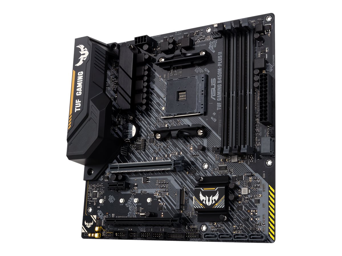 ASUS TUF GAMING B450M-PLUS II - Motherboard - micro ATX - Socket AM4 - AMD B450 Chipsatz - USB-C Gen1, USB 3.2 Gen 1, USB 3.2 Gen 2 - Gigabit LAN - Onboard-Grafik (CPU erforderlich)