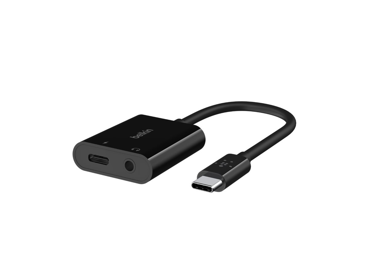 Belkin RockStar - USB-C zu Kopfhöreranschluss  Ladeadapter - USB-C männlich zu Mini-Stecker, USB-C weiblich - 19.6 cm - USB Power Delivery (60W)