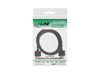 InLine HDMI Superslim Kabel A an A - HS mit Eth. - Premium - schwarz  gold - 1,8m