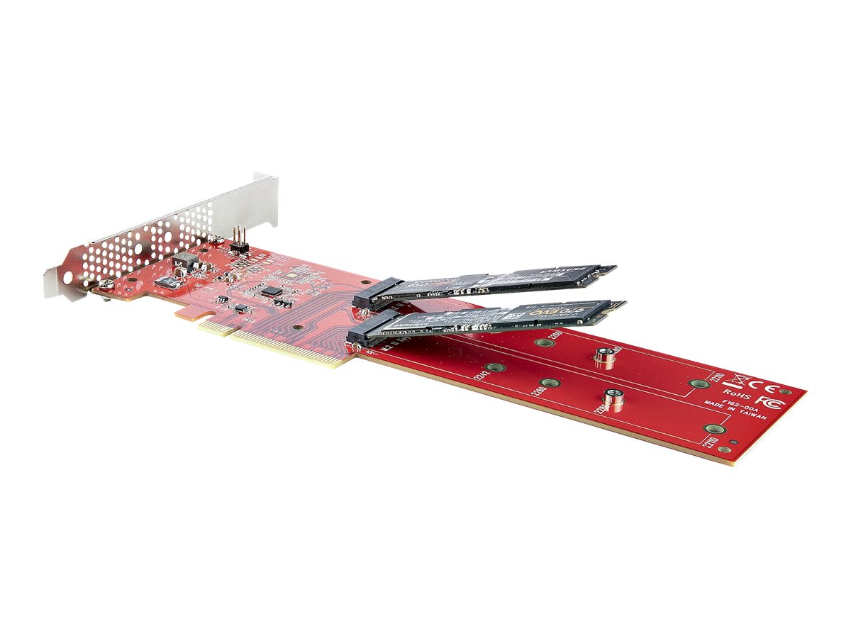 StarTech.com Dual M 2 PCIe AdapterKarte, PCIe x8 x16 auf Dual AHCI oder NVMe M.2 SSDs, PCI Express 4.0, 7,8GBs pro Laufwerk, Bifurkation Erforderlich - WindowsLinux Kompatibel (DUAL-M2-PCIE-CARD-B)