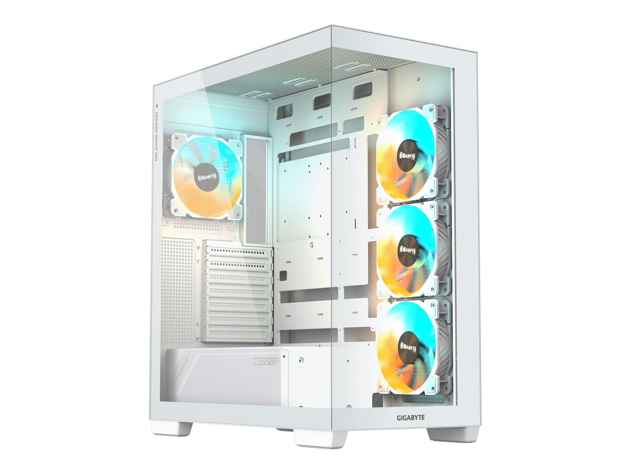 Gigabyte C500 PANORAMIC STEALTH ICE - Mid tower - ATX - Seitenteil mit Fenster (gehärtetes Glas)