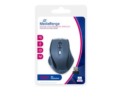 MEDIARANGE Maus - optisch - 5 Tasten - kabellos - kabelloser Empfänger (USB)