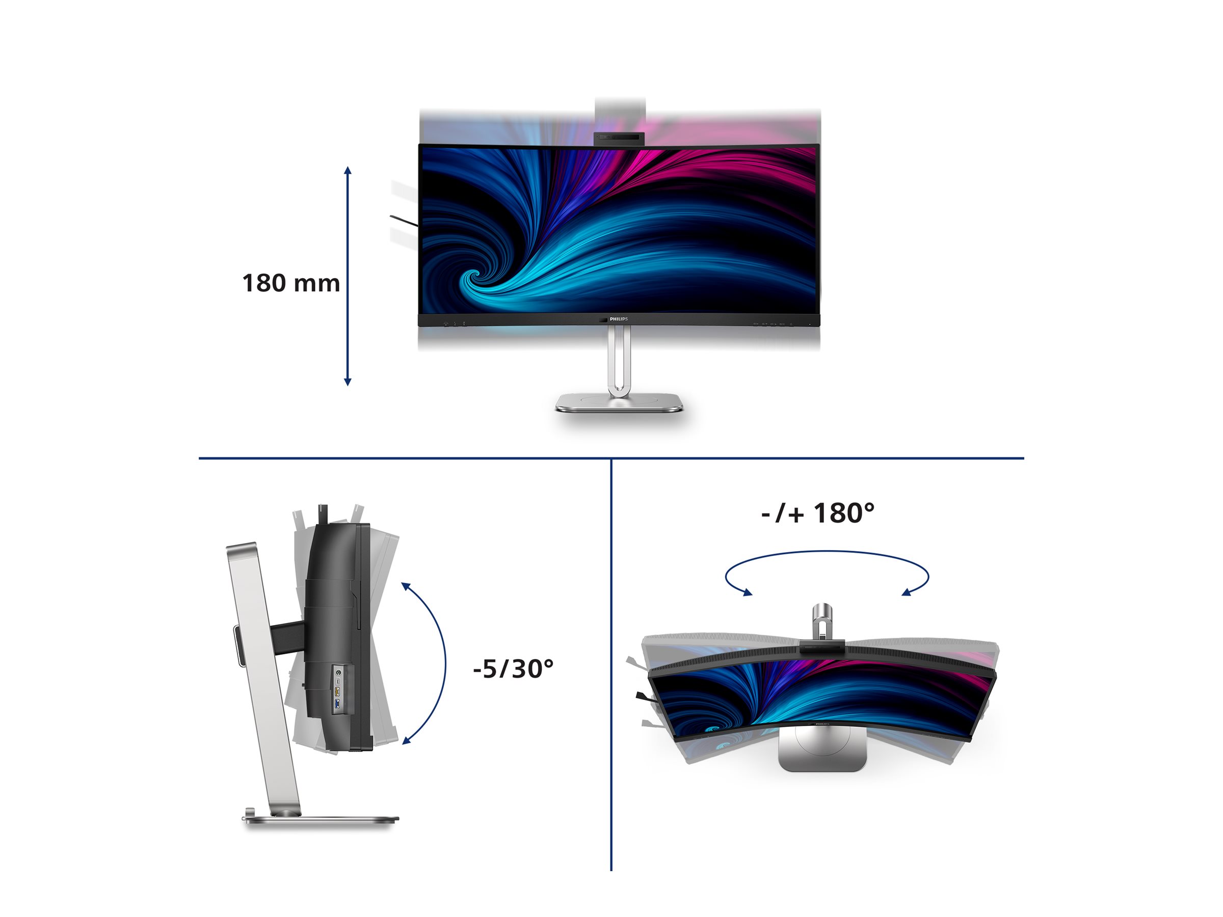 Philips 34B2U6603CH - 6000 Series - LED-Monitor - gebogen - 86.36 cm (34")