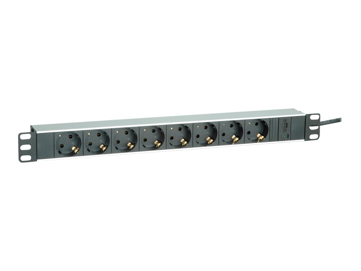 ROLINE Steckdosenleiste (Rack - einbaufähig) - 250 V - 2300 Watt - Eingabe, Eingang IEC 60320 C14 - Ausgangsanschlüsse 8 - 1U - 48.3 cm (19")