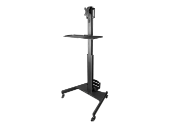 StarTech.com Computertisch mit Rollen und Monitorhalterung, CPUPC-Halter, Tastaturablage - Ergonomischer höhenverstellbarer Computerwagen - Rollender mobiler Steharbeitsplatz auf Rädern (WKSTNCART)