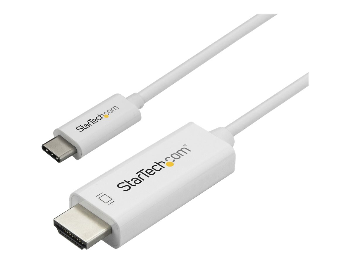StarTech.com 3ft (1m) USB C to HDMI Cable, 4K 60Hz USB Type C to HDMI 2.0 Video Adapter Cable, Thunderbolt 3 Compatible, Laptop to HDMI MonitorDisplay, DP 1.2 Alt Mode HBR2 Cable, White - 4K USB-C Video Cable (CDP2HD1MWNL)