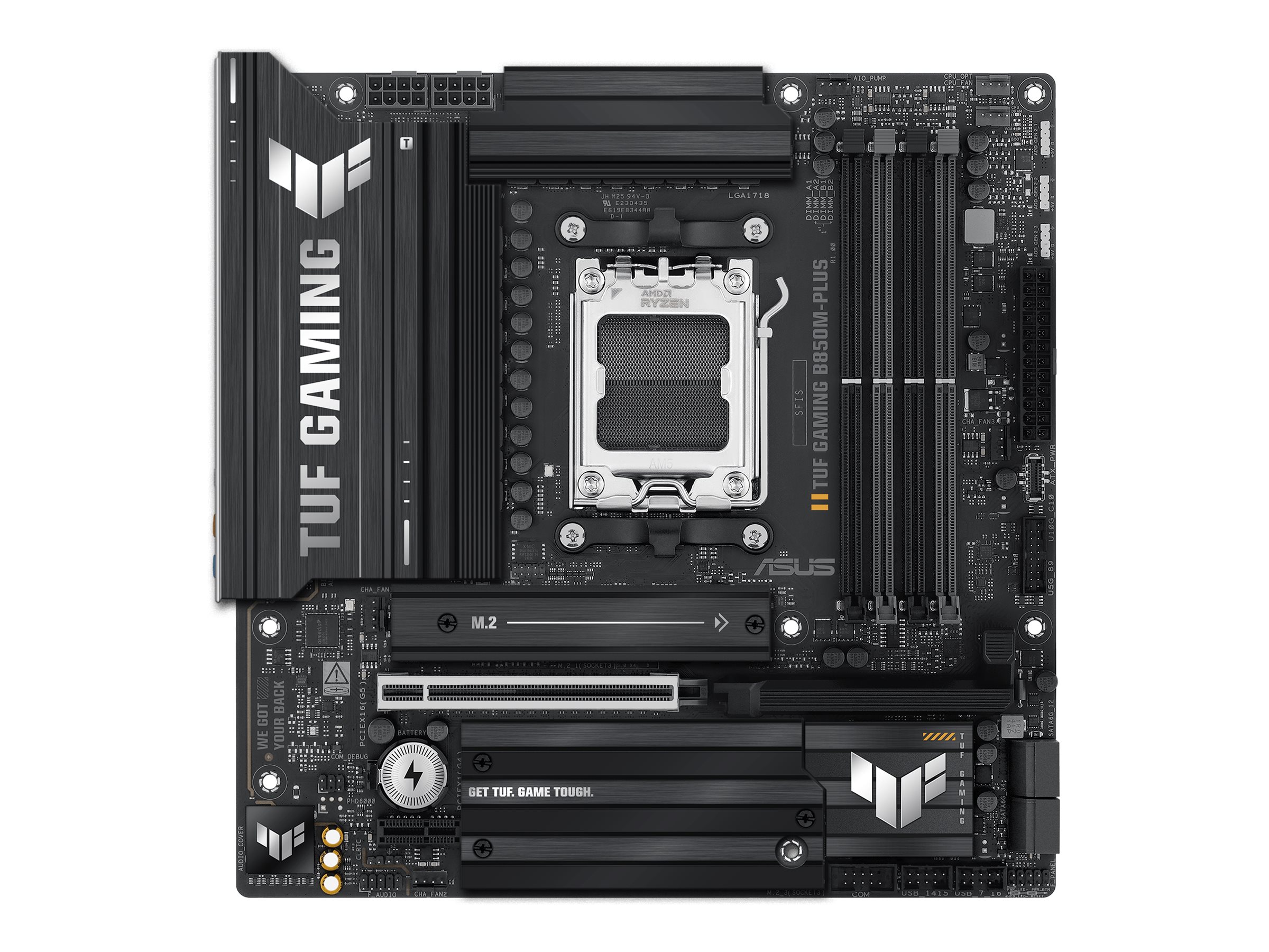 ASUS TUF GAMING B850M-PLUS - Motherboard - micro ATX - Socket AM5 - AMD B850 Chipsatz - USB-C 3.2 Gen 2x2, USB-C 3.2 Gen2, USB 3.2 Gen 2, USB 3.2 Gen 1 - 2.5 Gigabit LAN - Onboard-Grafik (CPU erforderlich)