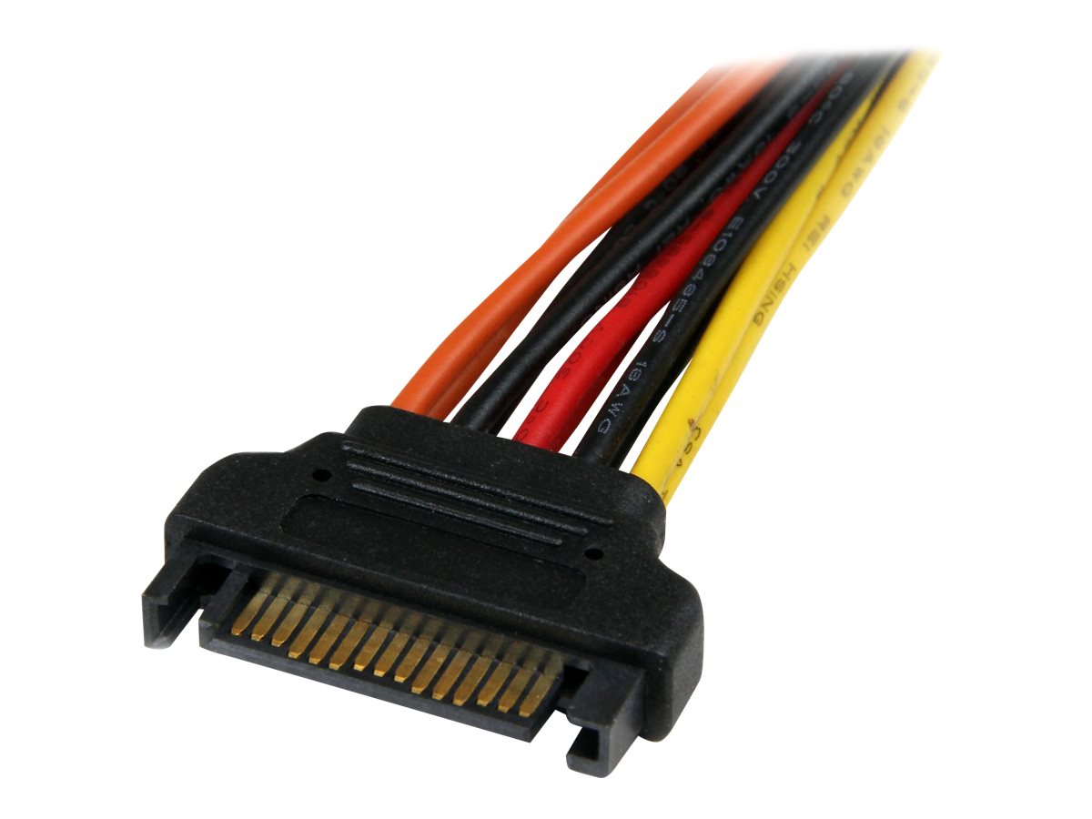 StarTech.com SATA Y-Strom-Adapterkabel mit Verriegelungs Clip 15cm - S-ATA Y Splitter Stromkabel StBu - Serial ATA 15pin Y-Adapter - Netz-Splitter - SATA-Stromstecker (M)