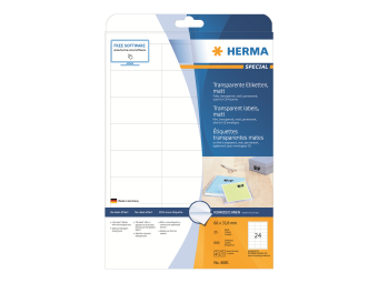 HERMA Special - Matt - permanent selbstklebend - durchsichtig - 66 x 33.8 mm 600 Etikett(en) (25 Bogen x 24)