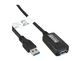 InLine USB 3.2 Gen.1 Aktiv-Verlängerung - Stecker A an Buchse A - schwarz - 5m