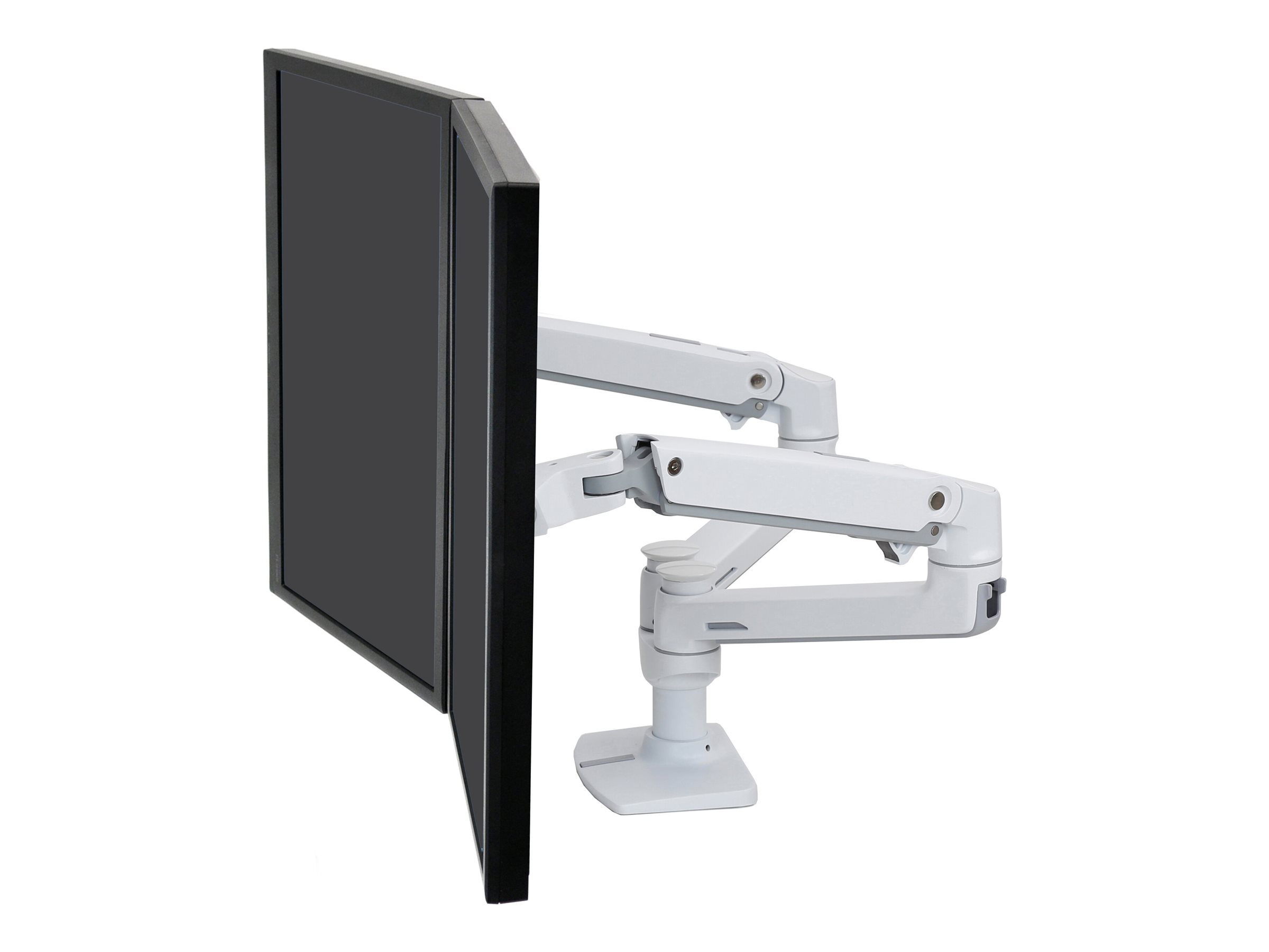 Ergotron LX Dual Side-by-Side Arm - Befestigungskit (Spannbefestigung für Tisch, Stange, 2 Gelenkarme, 2 Erweiterungsklammern, T-Halterung, Basis)