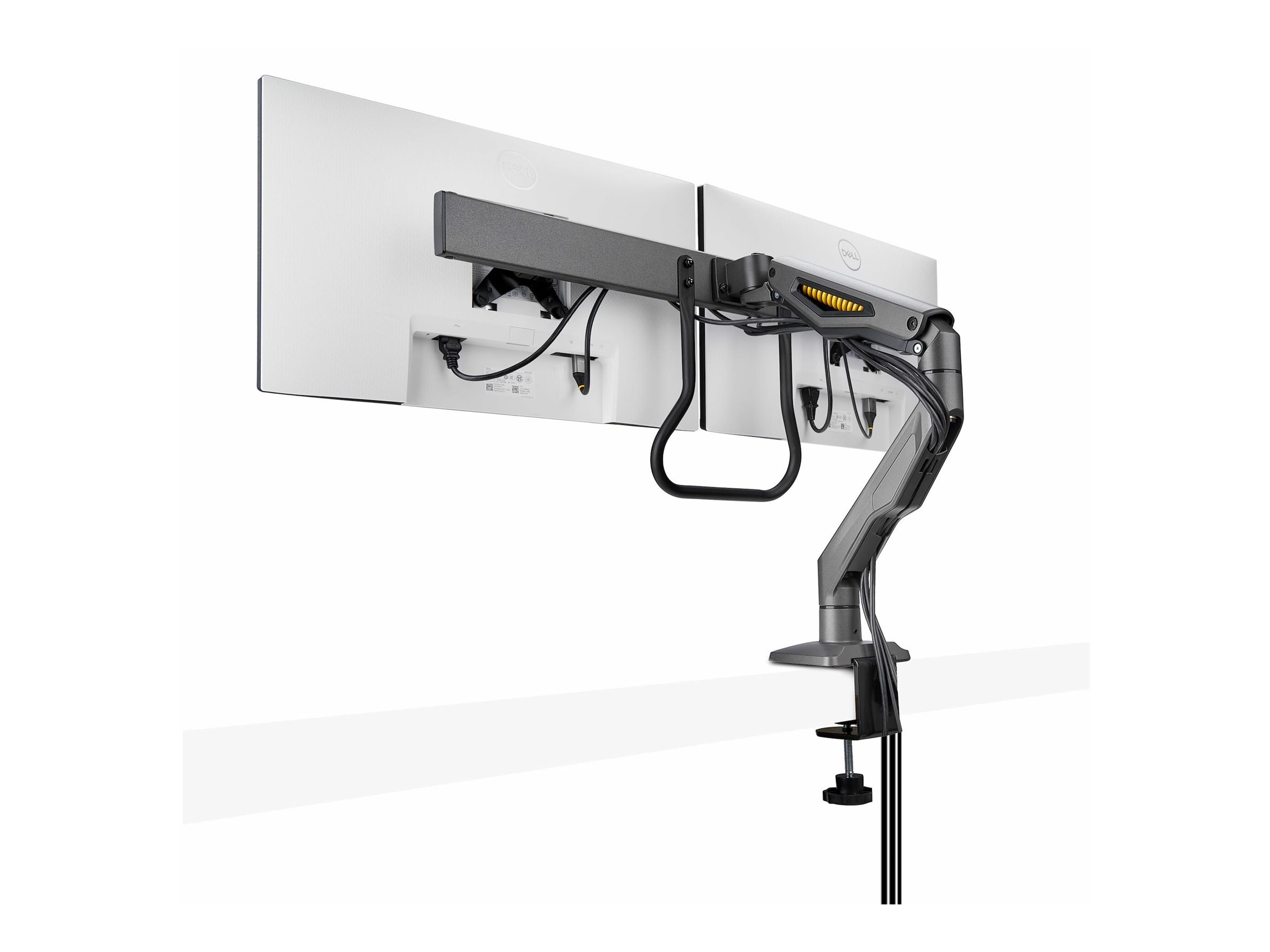 StarTech.com Desk Mount Dual Monitor Arm w Crossbar, Up To 27" Displays - Befestigungskit - artikulierender, mechanischer Feder - für 2 LCD-Displays - Stahl, Kunststoff - Schwarz - Bildschirmgröße 43.2-68.6 cm (17"-27")