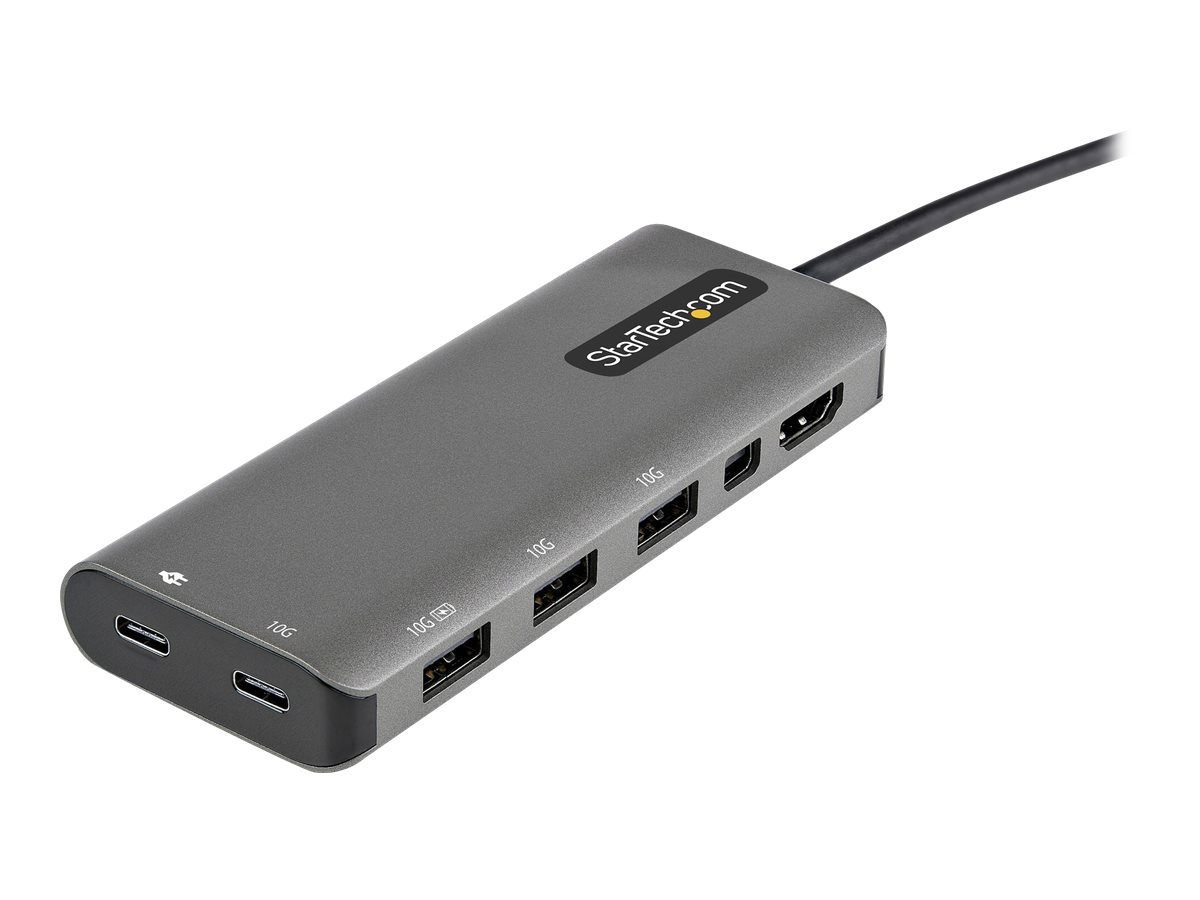 StarTech.com USB-C Multiport Adapter - USB-C auf HDMI oder Mini DisplayPort 4K 60Hz, 100W Power Delivery Pass-Through, 4-Port 10 Gbits USB Hub - USB Typ-C Mini Dock - 30cm Kabel (DKT31CMDPHPD)