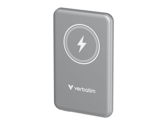 Verbatim Charge n Go - Induktive Power Bank - Magnethalterung - Li-Pol - 5000 mAh - 20 Watt - 2.4 A - Apple Fast Charge PD 3.0 QC 3.0 Apple 2.4A USB BC 1.2 (24 pin USB-C)