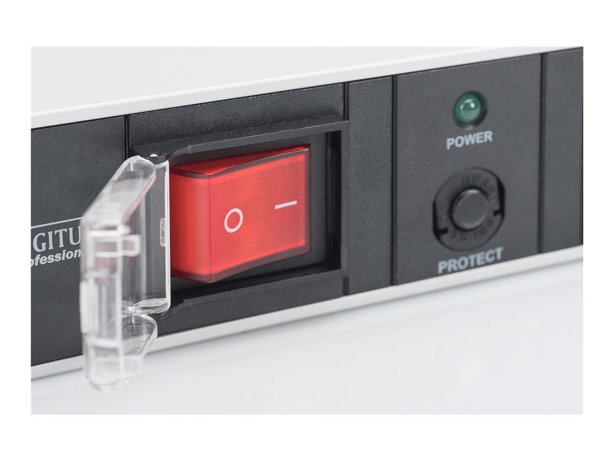 DIGITUS Steckdosenleiste mit Aluminiumprofil und Überlastschutz, 7-fach Schutzkontaktsteckdose, 2 m Zuleitung Schutzkontaktstecker