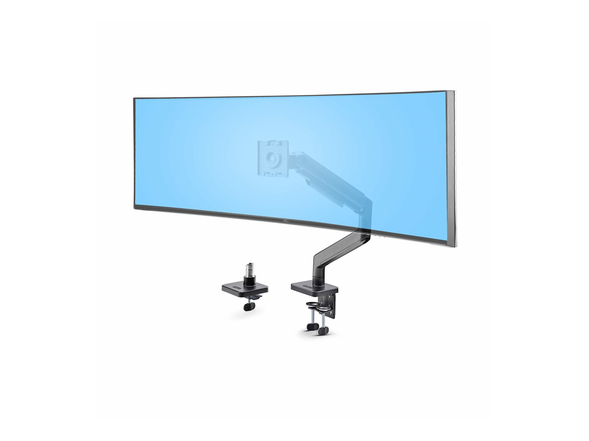 StarTech.com Monitor Desk Mount For 49" Ultrawide Curved Screen, Max 44lb - Befestigungskit (Federarm, Schwenkarm, Basis, VESA-Halterung, C-Klemme Montage 10-80 mm, Tüllenmontage 10 - 35 mm)