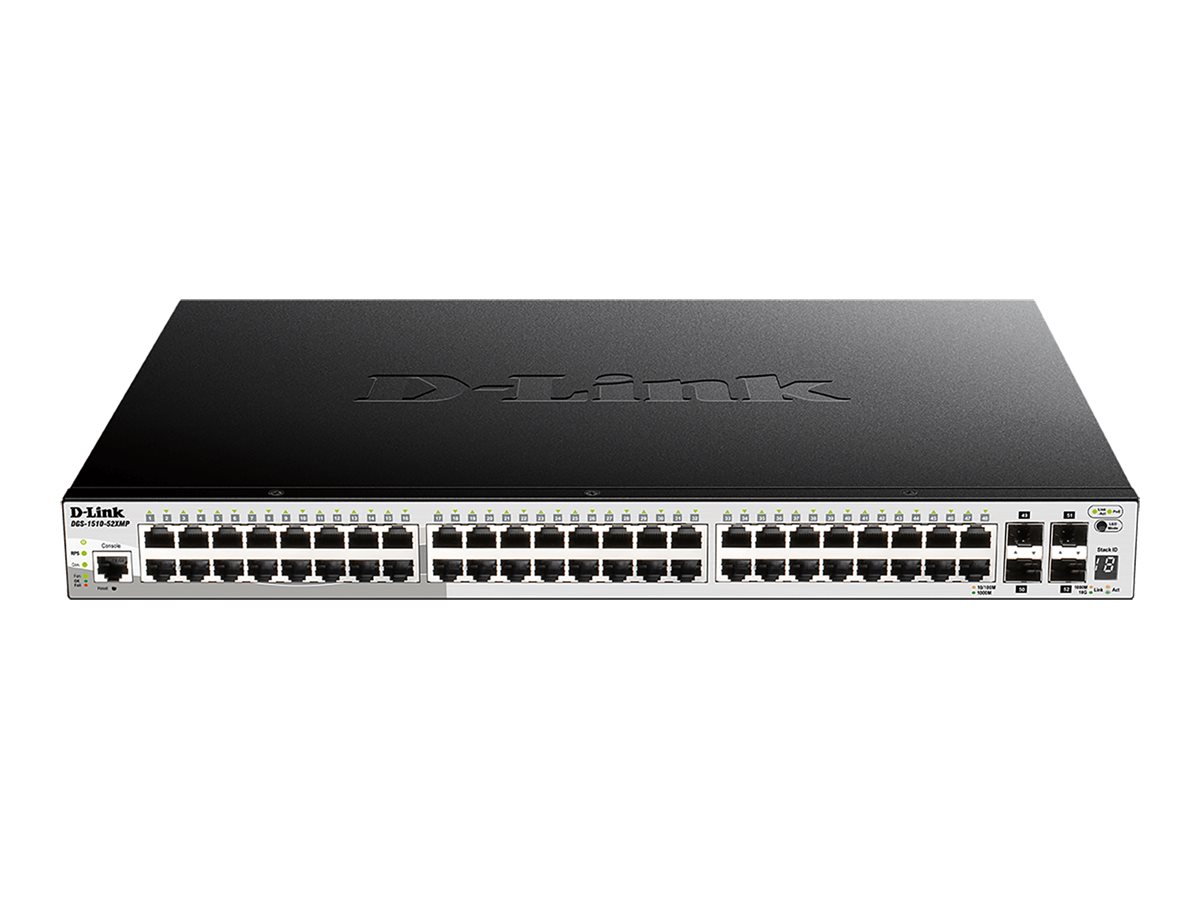 D-Link DGS 1510-52XMP - Switch - L3 - Smart - 48 x 101001000 (PoE+)