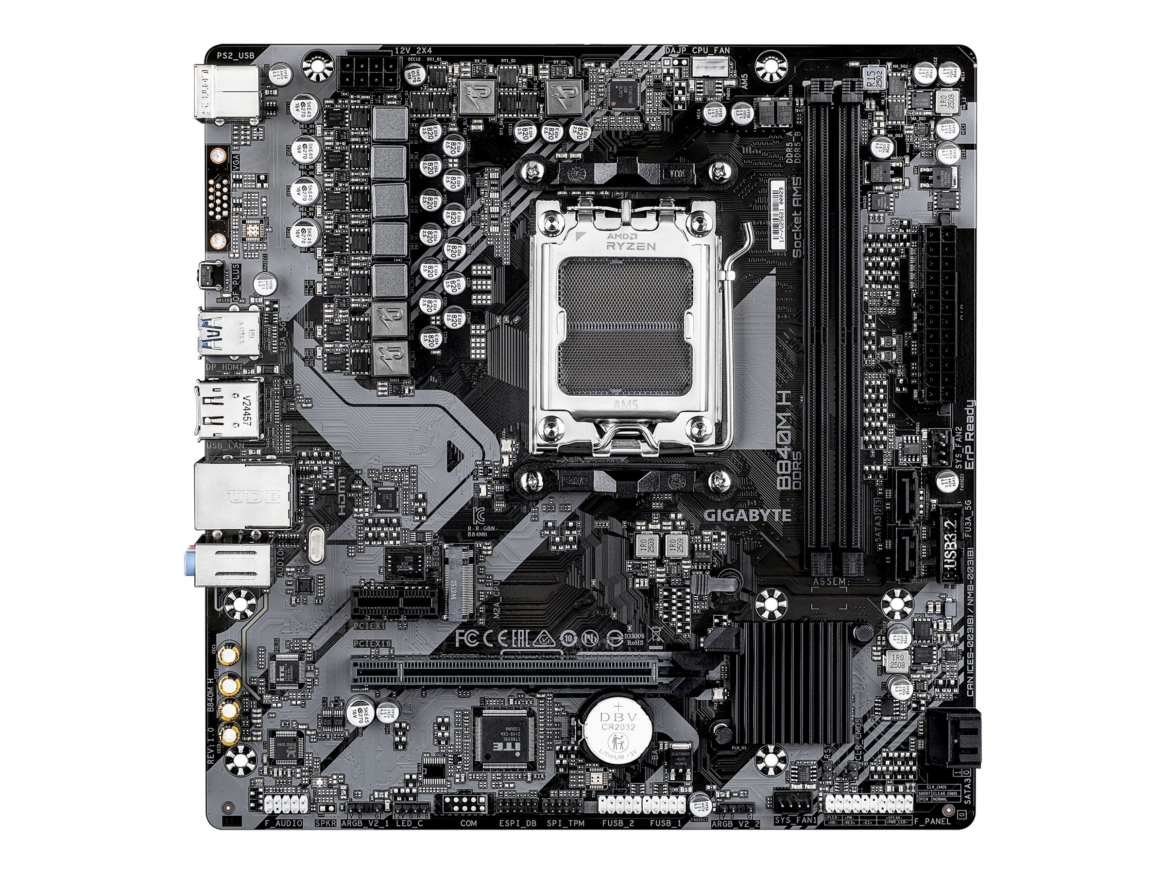 Gigabyte B840M H - Motherboard - micro ATX - Socket AM5 - AMD B840 Chipsatz - USB 3.2 Gen 1 - Gigabit LAN - Onboard-Grafik (CPU erforderlich)