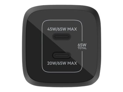 Belkin BoostCharge Pro - Netzteil - PPS-Technologie - 65 Watt - 3.25 A - PD 3.0, Fast Charge - 2 Ausgabeanschlussstellen (USB-C)
