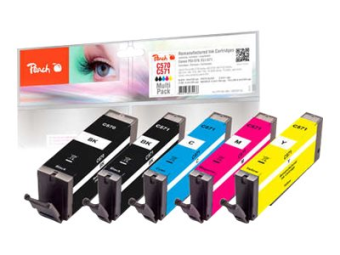 Peach Multi Pack - 5er-Pack - S - Schwarz, Gelb, Cyan, Magenta, Photo schwarz - kompatibel - wiederaufbereitet - Tintenpatrone (Alternative zu Canon CLI-571, Canon PGI-570)