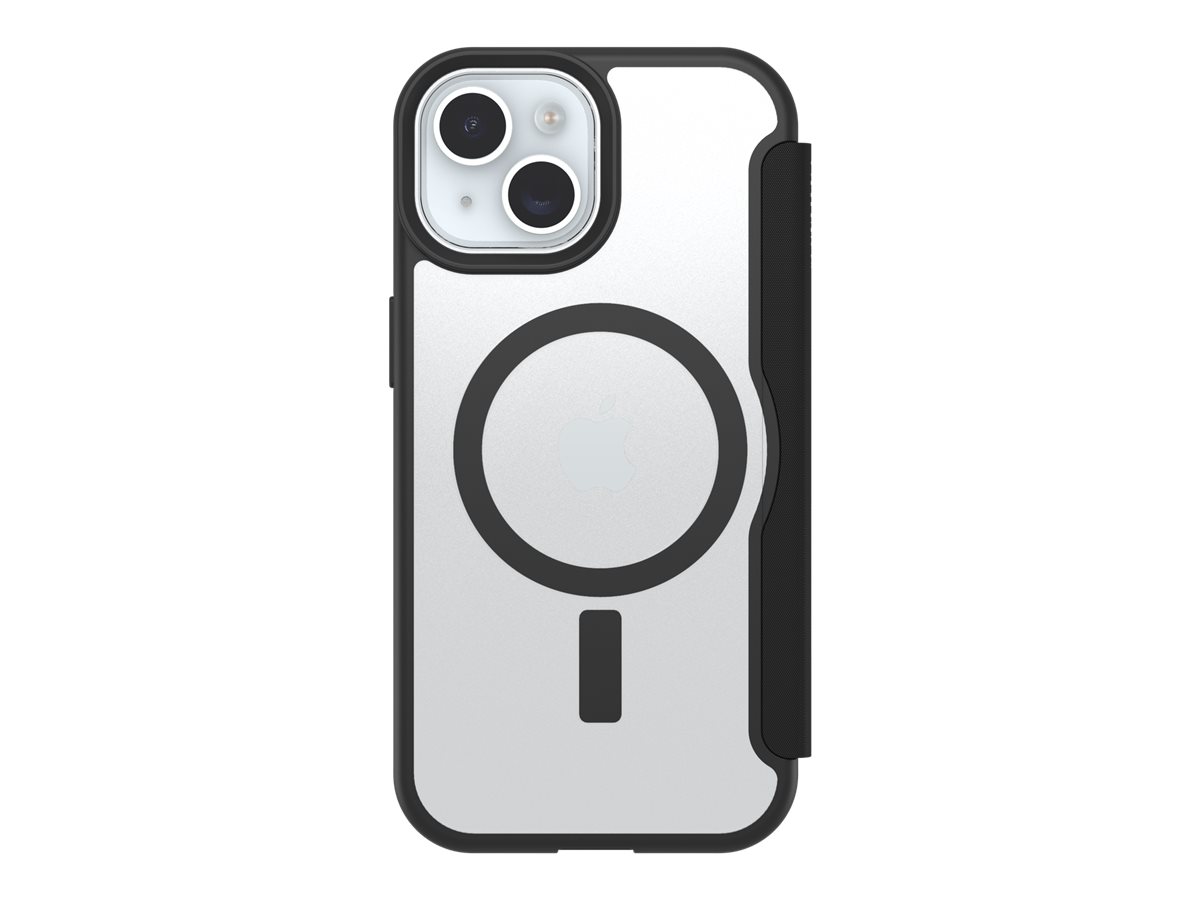 OtterBox React Folio Series - Flip-Hülle für Mobiltelefon - kompatibel mit MagSafe - Black Crystal (transparentschwarz)
