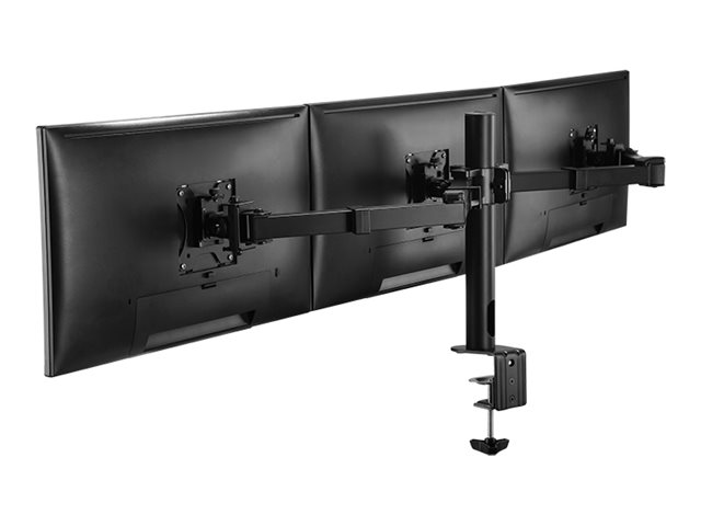LogiLink Befestigungskit (Klammer, Kabeldurchführungsklemme, Stange, 2 Gelenkarme) - für 3 LCD-Anzeigen - Stahl - Schwarz - Bildschirmgröße 43.2-68.6 cm (17"-27")
