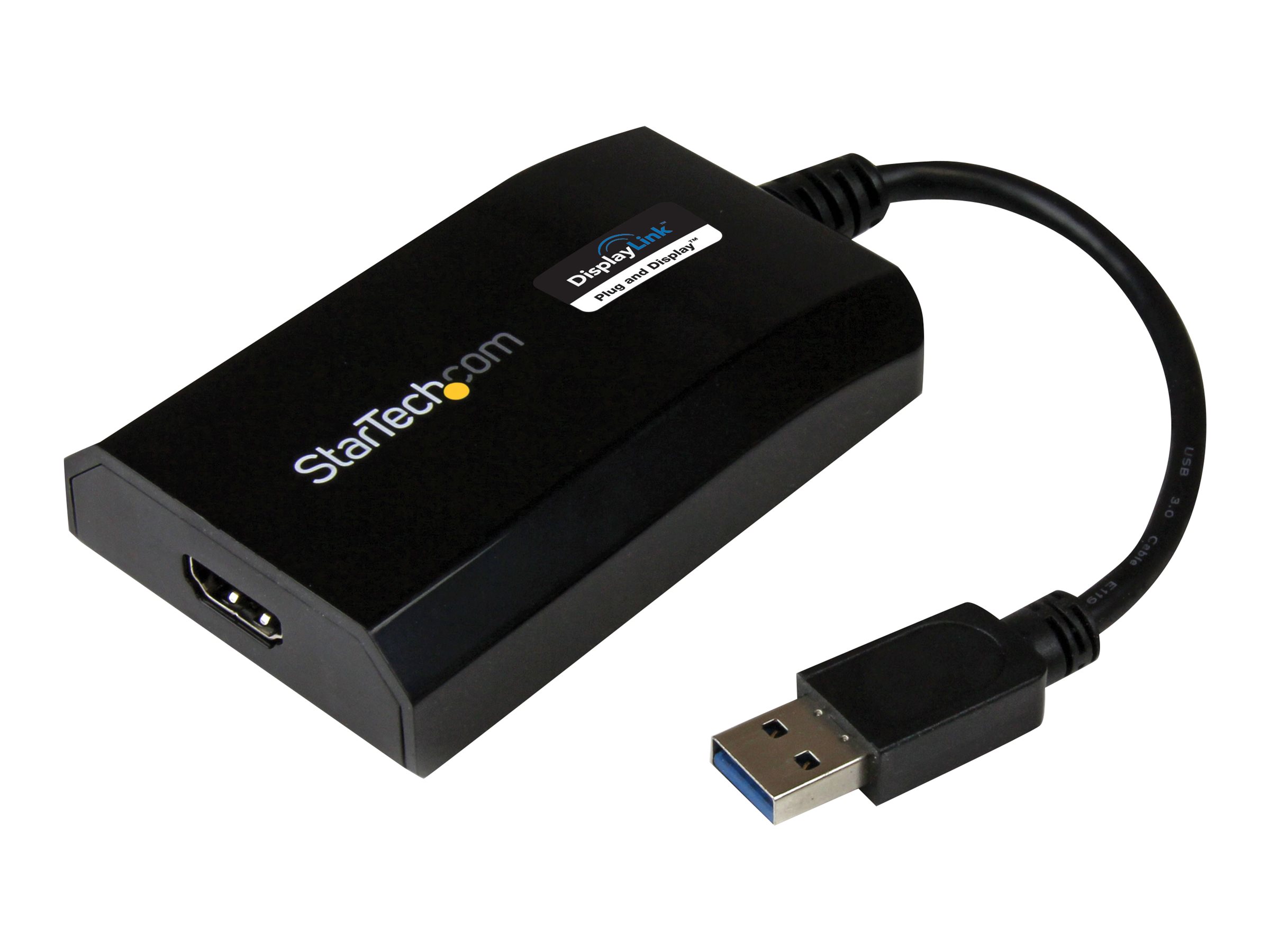 StarTech.com USB 3.0 auf HDMI Adapter Konverter - Externe Monitor Grafikkarte für Mac und PC - DisplayLink Zertifiziert - HD 1080p - Adapterkabel - USB Typ A männlich zu HDMI weiblich - 16 cm - Schwarz - 1920 x 1200 (WUXGA)