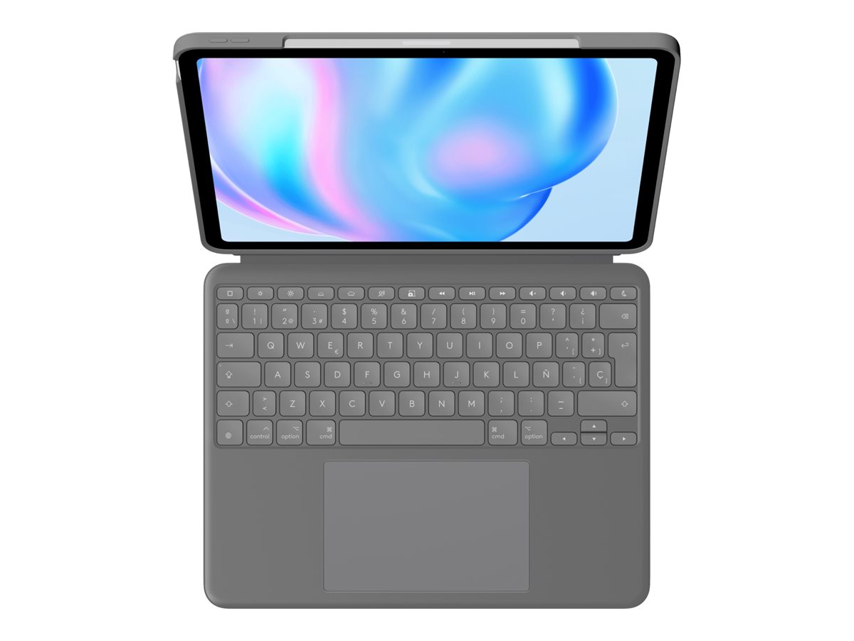 Logitech Combo Touch - Tastatur und Foliohülle - mit Trackpad - hintergrundbeleuchtet - Apple Smart connector - QWERTY - Spanisch - Oxford Gray - für Apple 13-inch iPad Air (M2, M3)