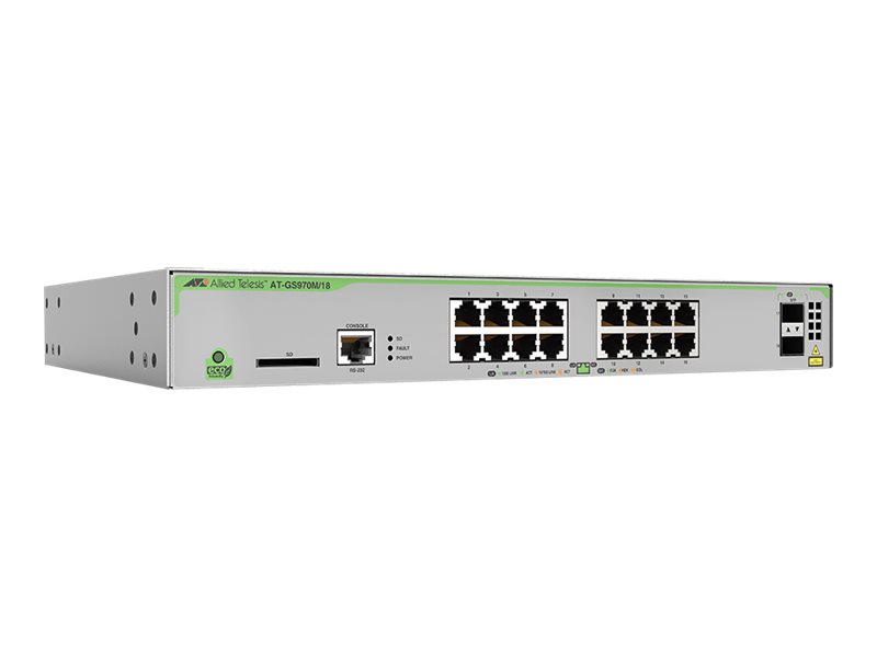 Allied Telesis CentreCOM AT-GS970M18 - Switch - L3 - managed - 16 x 101001000 + 2 x SFP (mini-GBIC)