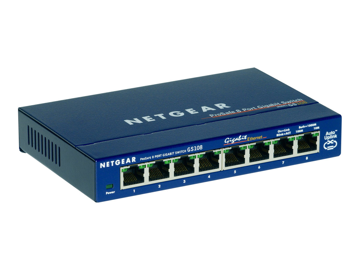 Netgear ProSafe GS108 - Switch - Kupferdraht 1 Gbps - 8-Port 3 HE - Rack-Modul