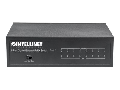 Intellinet 8-Port Gigabit Ethernet PoE+ Switch IEEE 802.3ataf Power over Ethernet (PoE+PoE)-