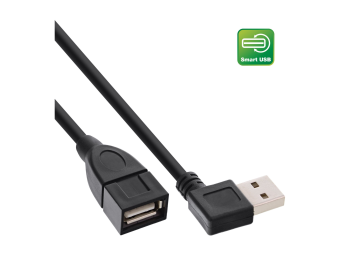 InLine Smart USB 2.0 Verlängerung gewinkelt - ST  BU - Typ A - schwarz - 0,2m