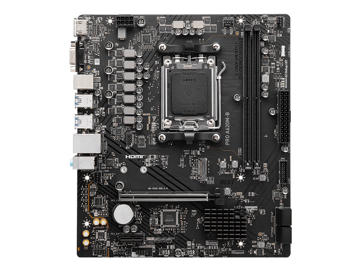 MSI PRO A620M-B - Motherboard - micro ATX - Socket AM5 - AMD A620 Chipsatz - USB 3.2 Gen 1 - 2.5 Gigabit LAN - Onboard-Grafik (CPU erforderlich)