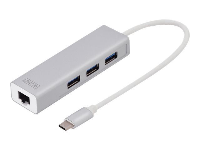 DIGITUS USB Typ C 3-Port Hub + Gigabit Ethernet