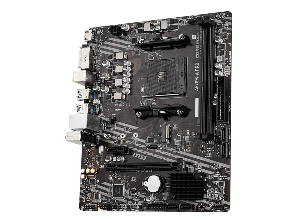 MSI A520M-A PRO - Motherboard - micro ATX - Socket AM4 - AMD A520 Chipsatz - USB 3.2 Gen 1 - Gigabit LAN - Onboard-Grafik (CPU erforderlich)
