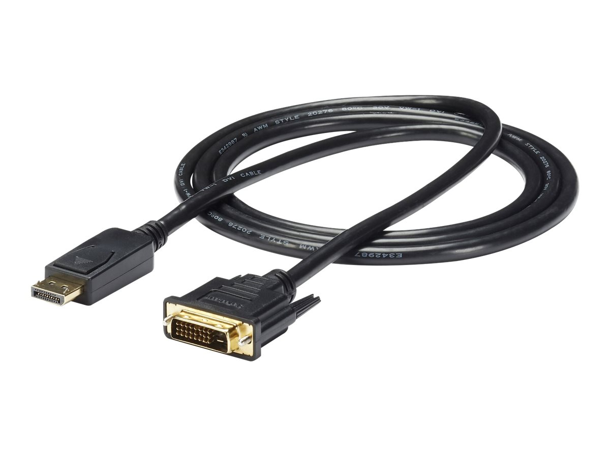 StarTech.com DisplayPort to DVI Cable - 6ft  2m - 1920 x 1200 - MM – DP to DVI Adapter Cable – Passive DisplayPort Monitor Cable (DP2DVI2MM6)